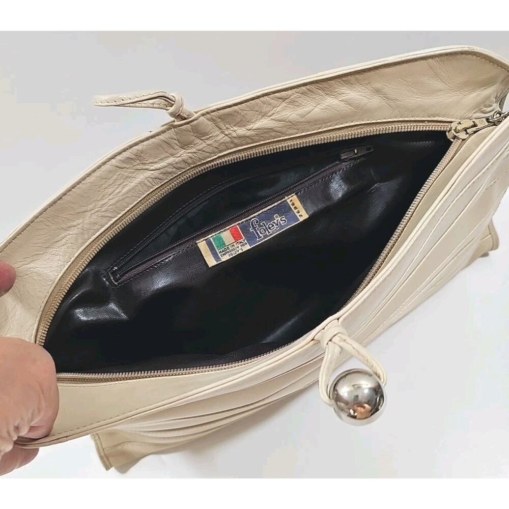 Foley's Ivory Leather Clutch Bag Made in Italy VTG. - Picture 14 of 14